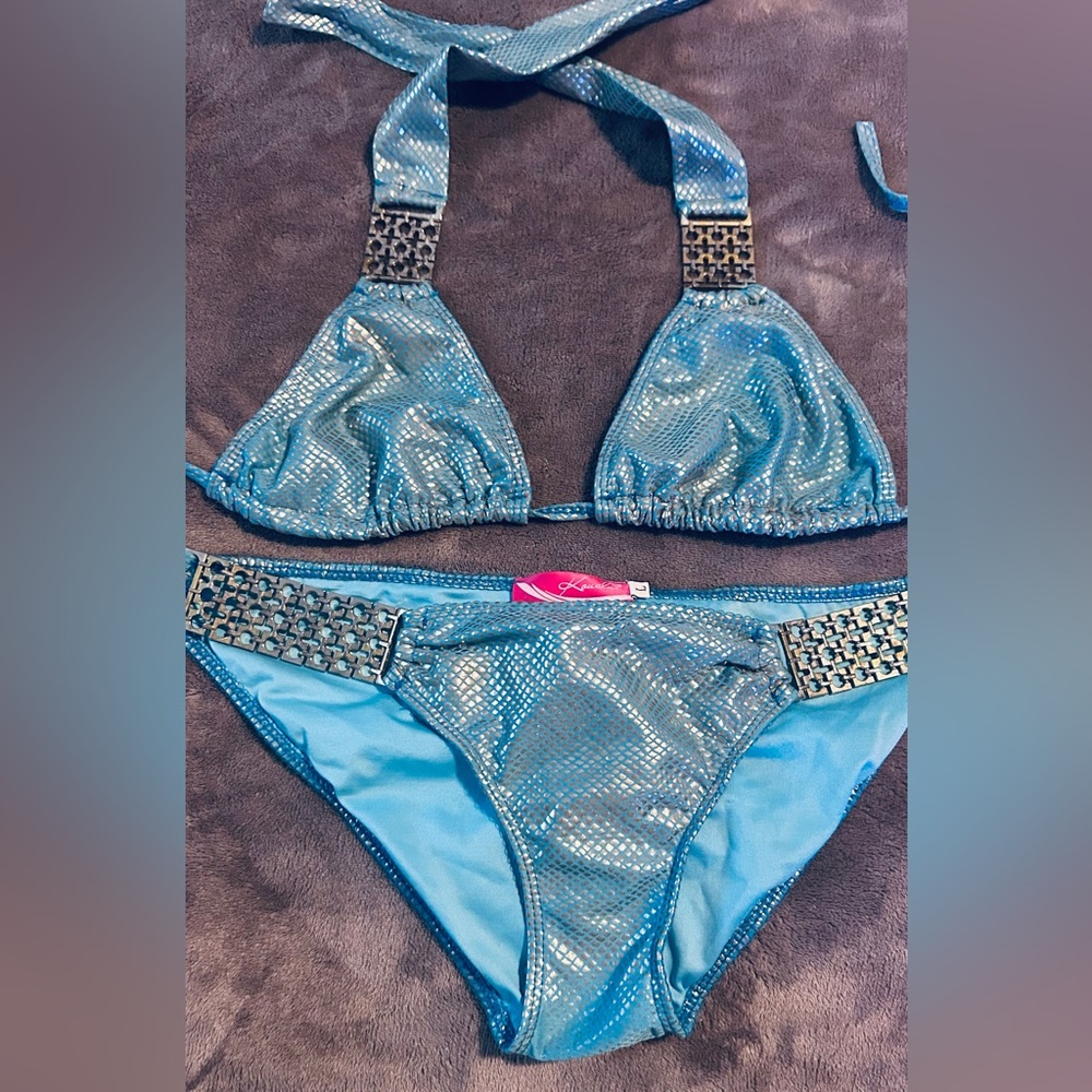 Kouela Turquoise Snakeskin Bikini Set
